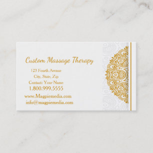 Custom Name Massage Therapy Gold Mandala Business Card