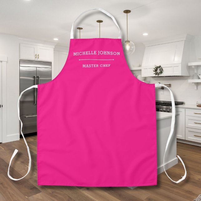 Custom Name Master Chef Bright Pink & White Apron (Creator Uploaded)