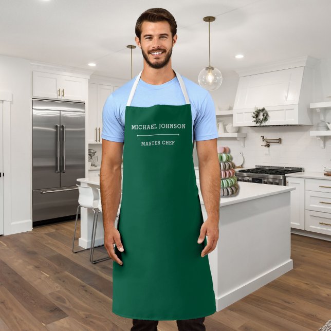Custom Name Master Chef Green and White Apron (Creator Uploaded)