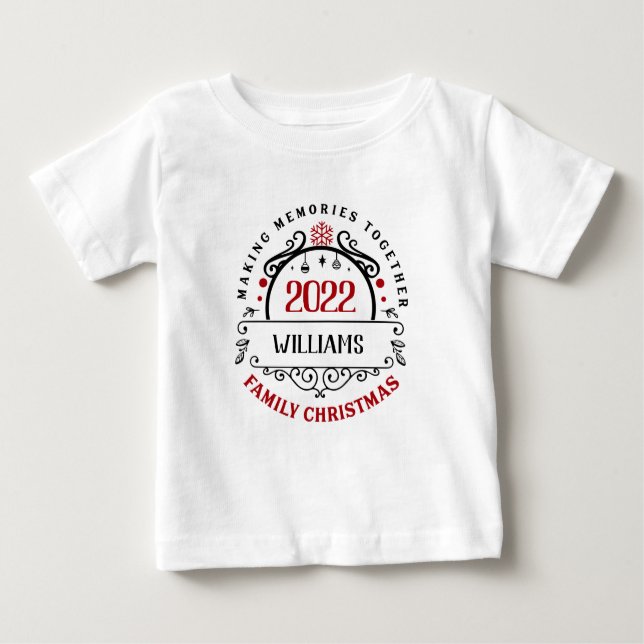 Custom Name Matching Family Christmas Baby T-Shirt (Front)