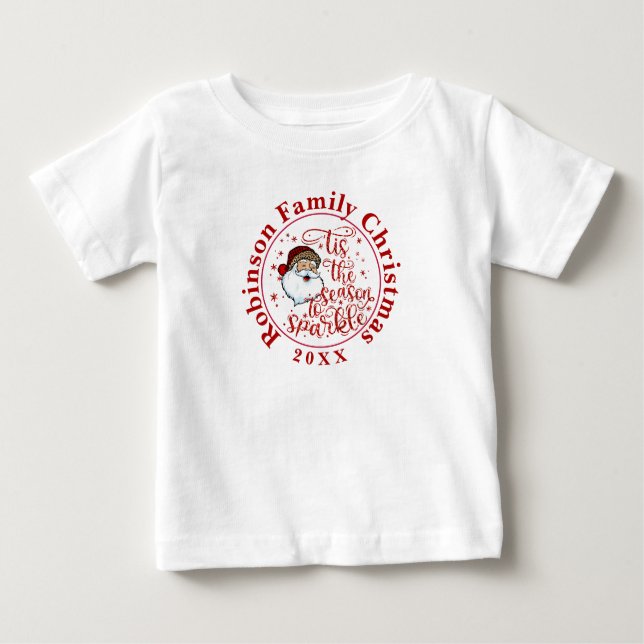 Custom Name Matching Family Christmas Santa Baby T-Shirt (Front)