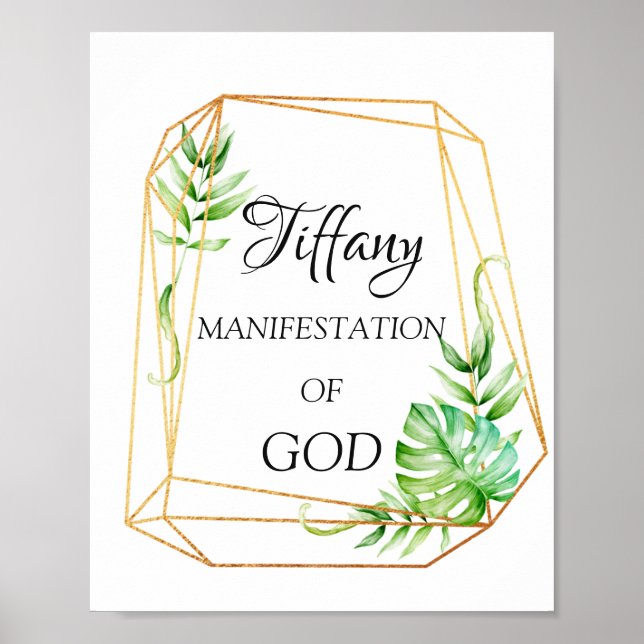 Custom Name Meaning Floral Bridal Birthday Gold Poster (Front)