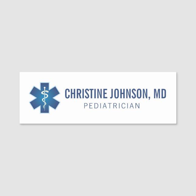 Custom Name | Medical Caduceus | Doctor Nurse Tag (Front)