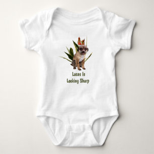 Custom Name Meerkat Looking Sharp Baby Bodysuit