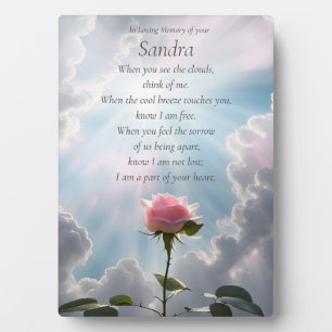 Custom Name Memorial Spiritual Rose Heavens Plaque