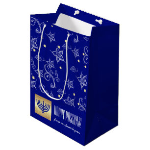Custom Name Menorah Design Passover Medium Gift Bag