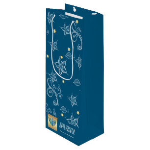 Custom Name Menorah Design Passover Wine Gift Bags