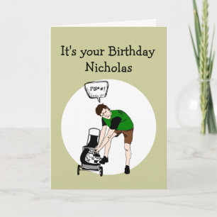 Custom Name Men's Birthday Funny Lawnmower Insult Card