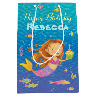 Custom Name Mermaid Birthday Gift Bag