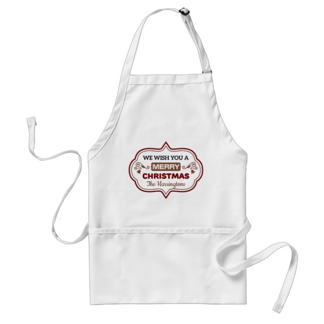 Custom name Merry Christmas apron (Front)
