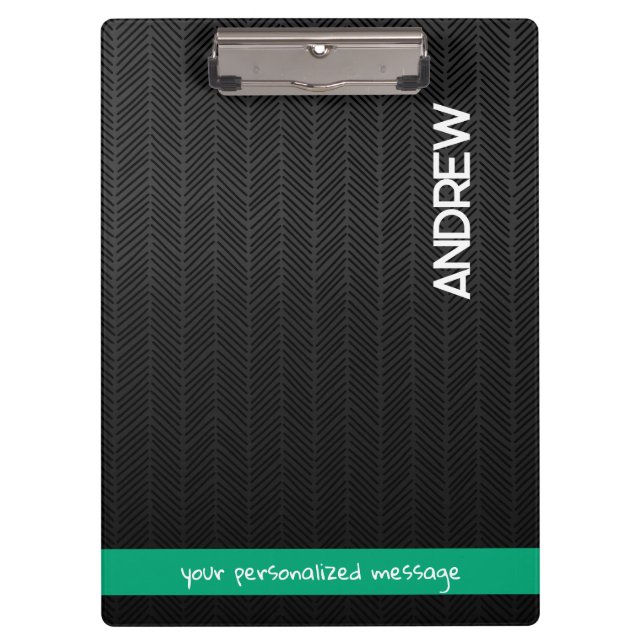 Custom Name & Message Personalised Modern Black Clipboard (Front)