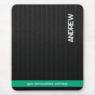 Custom Name & Message Personalised Modern Black Mouse Pad