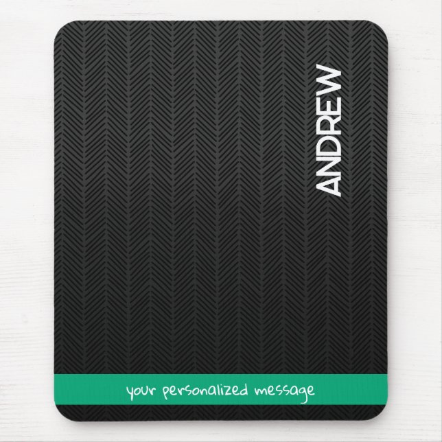 Custom Name & Message Personalised Modern Black Mouse Pad (Front)