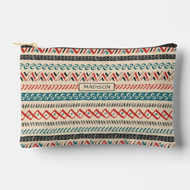 Custom Name Mexican / Aztec Pattern Accessory Pouch (Front)