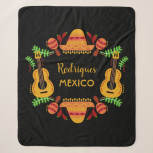 Custom name MEXICO Illustration throw blankets