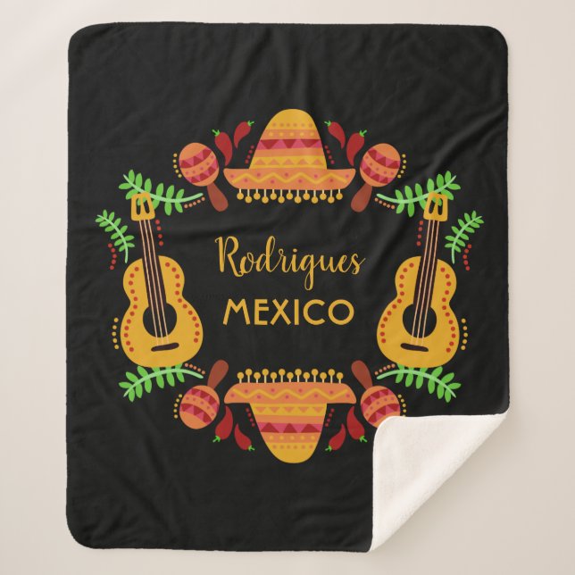 Custom name MEXICO Illustration throw blankets (Front)