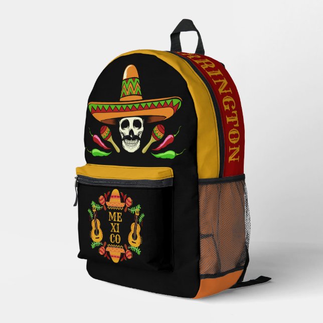 Custom Name Mexico Printed Backpack (Back Corner Right)