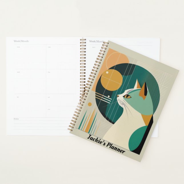 Custom Name Mid-Century Modern Cat Planner (Display)