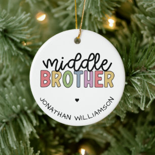 Custom Name Middle Brother Cute Personalised Ceramic Ornament