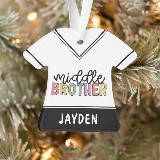Custom Name Middle Brother Cute Personalised Ornament (Tree)