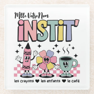 Custom Name Mignon Retro For Instit' Glass Coaster