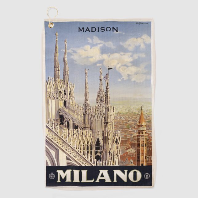 Custom name Milano (Milan) Vintage Travel Golf Towel (Front)
