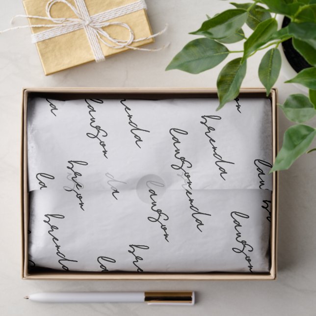 Custom Name Minimal Script Small Business Wrapping Tissue Paper (Gift)