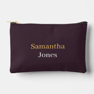 Custom name minimalist modern burgundy accessory pouch