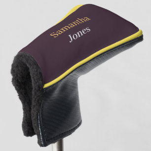 Custom name minimalist modern burgundy golf head cover