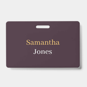 Custom name minimalist modern burgundy ID badge