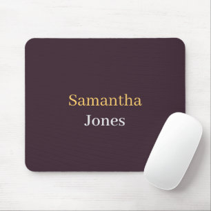 Custom name minimalist modern burgundy mouse pad