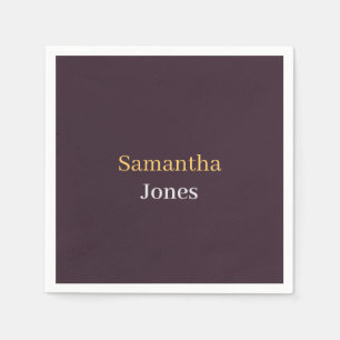 Custom name minimalist modern burgundy napkin