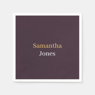 Custom name minimalist modern burgundy napkin