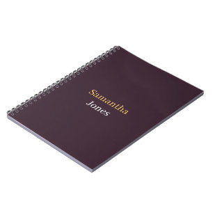 Custom name minimalist modern burgundy notebook