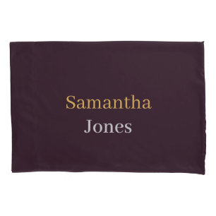 Custom name minimalist modern burgundy pillowcase