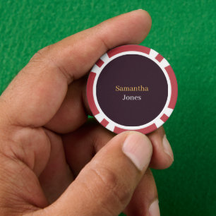 Custom name minimalist modern burgundy poker chips