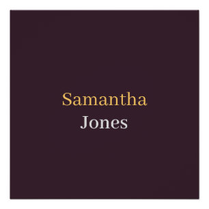 Custom name minimalist modern burgundy poster