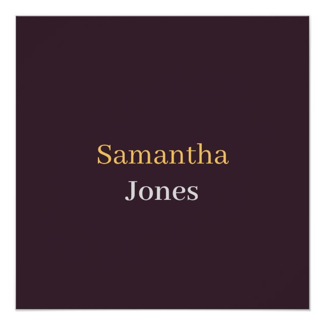 Custom name minimalist modern burgundy poster (Front)