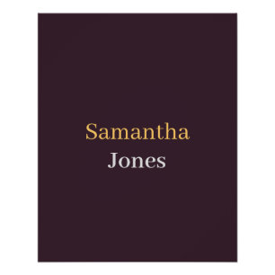 Custom name minimalist modern burgundy poster
