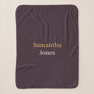 Custom name minimalist modern burgundy sherpa blanket