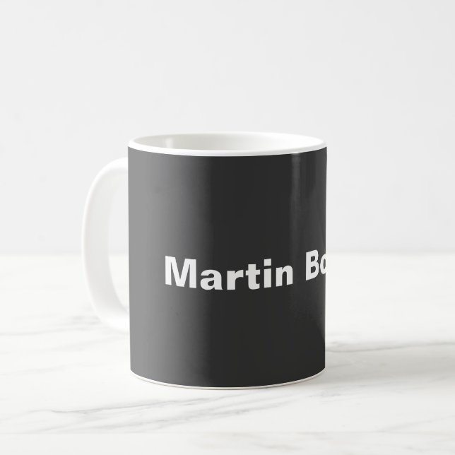 Custom Name Minimalist Modern Grey Coffee Mug (Front Left)