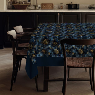 Custom Name Minimalist Navy Gold Tablecloth Chic