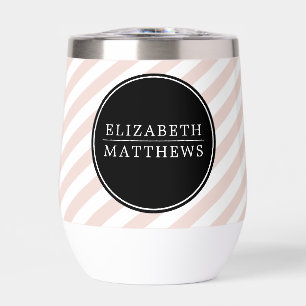 CUSTOM NAME minimalist stripe black blush pink