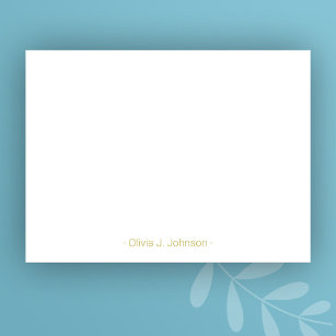 Custom Name Minimalist White Flat Note Card