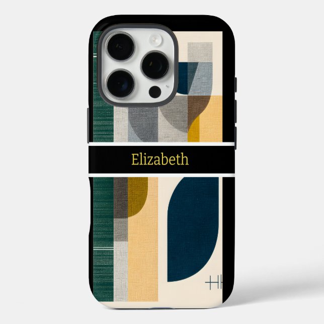 Custom Name Modern Abstract Geometric Marble Case-Mate iPhone Case (Back)