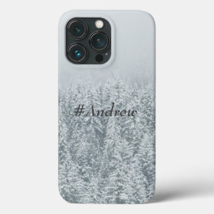 Custom name Modern classy vinter trees grey iPhone 13 Pro Case