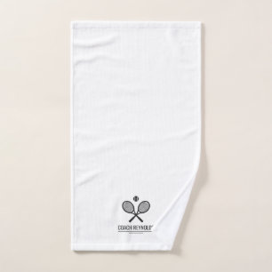 Custom Name Modern Crossed Racquet Tennis Hand Towel