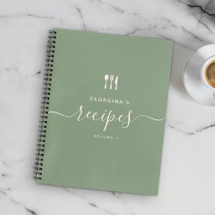 Custom Name Modern Elegant Script Recipe Notebook