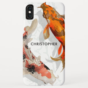 Custom Name Modern Japanese Koi Fish iPhone XS Max Case