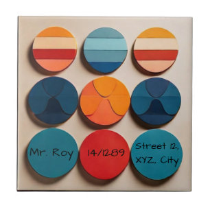 Custom Name Modern Mid Century Geometric Pattern Ceramic Tile